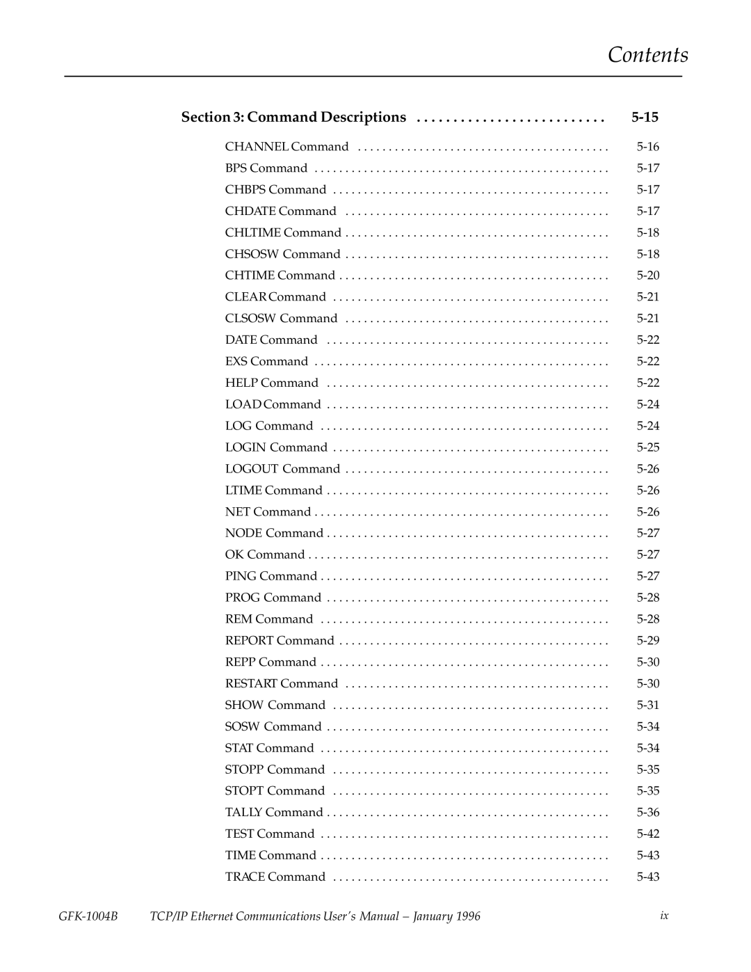 GE GFK-1004B user manual Command Descriptions 