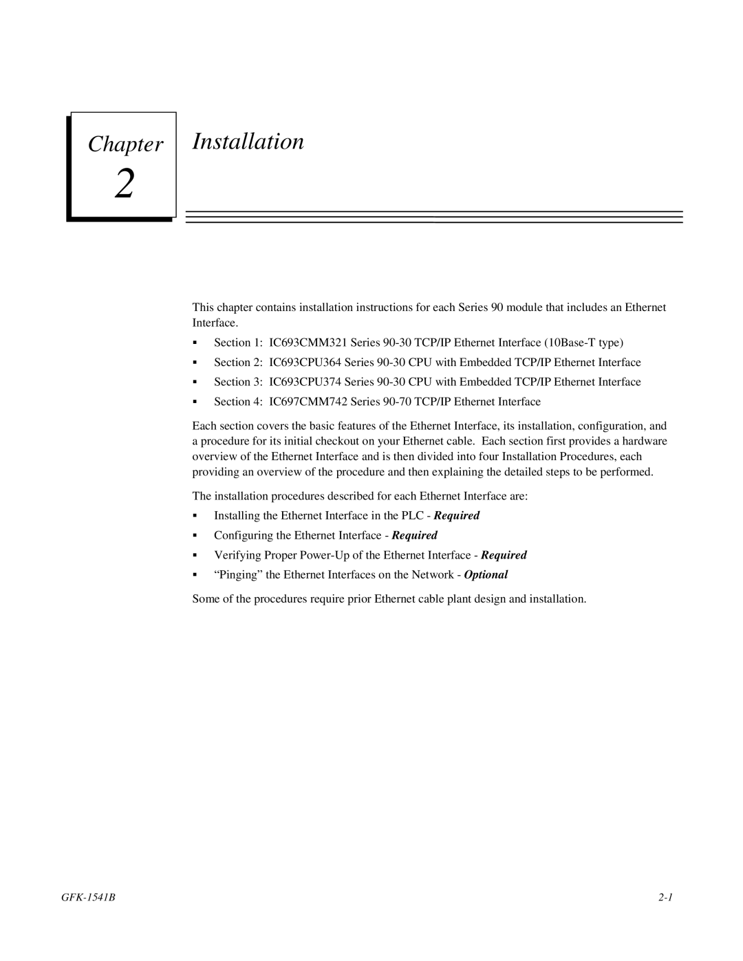 GE GFK-1541B manual Installation 