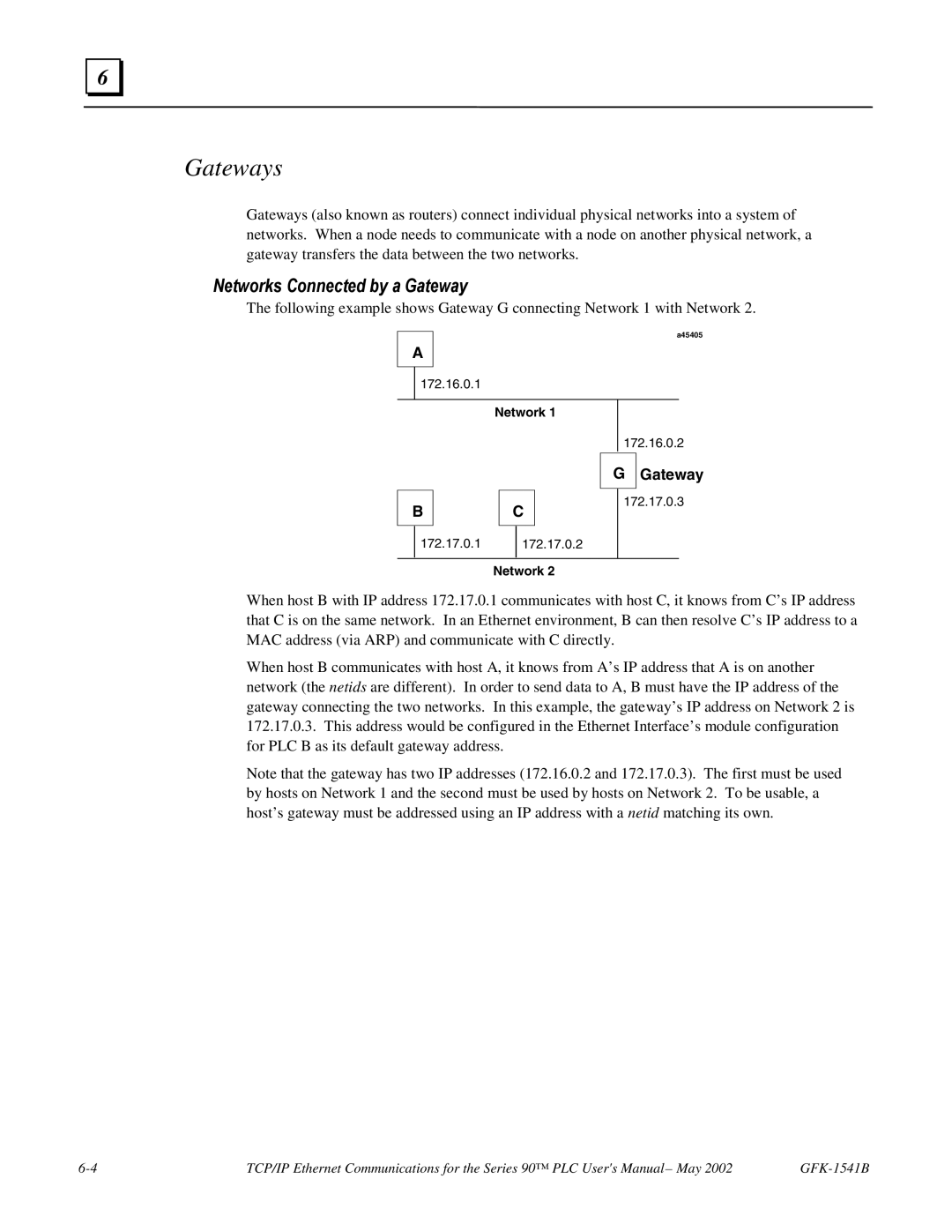 GE GFK-1541B manual Gateways, Networks Connected by a Gateway 