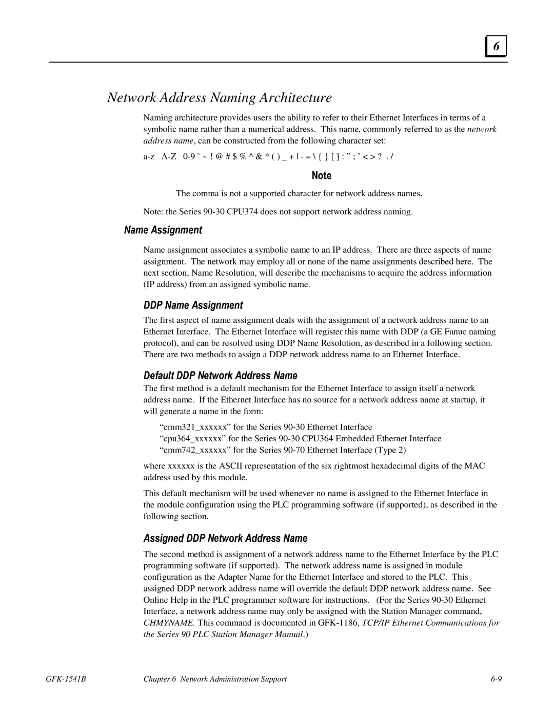 GE GFK-1541B manual Network Address Naming Architecture, DDP Name Assignment, Default DDP Network Address Name 