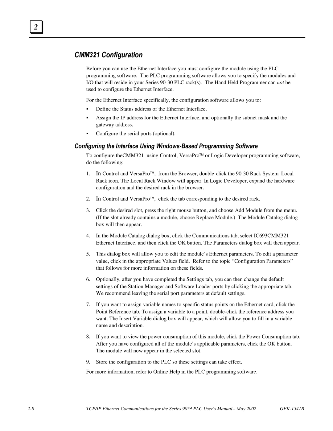 GE GFK-1541B manual CMM321 Configuration 