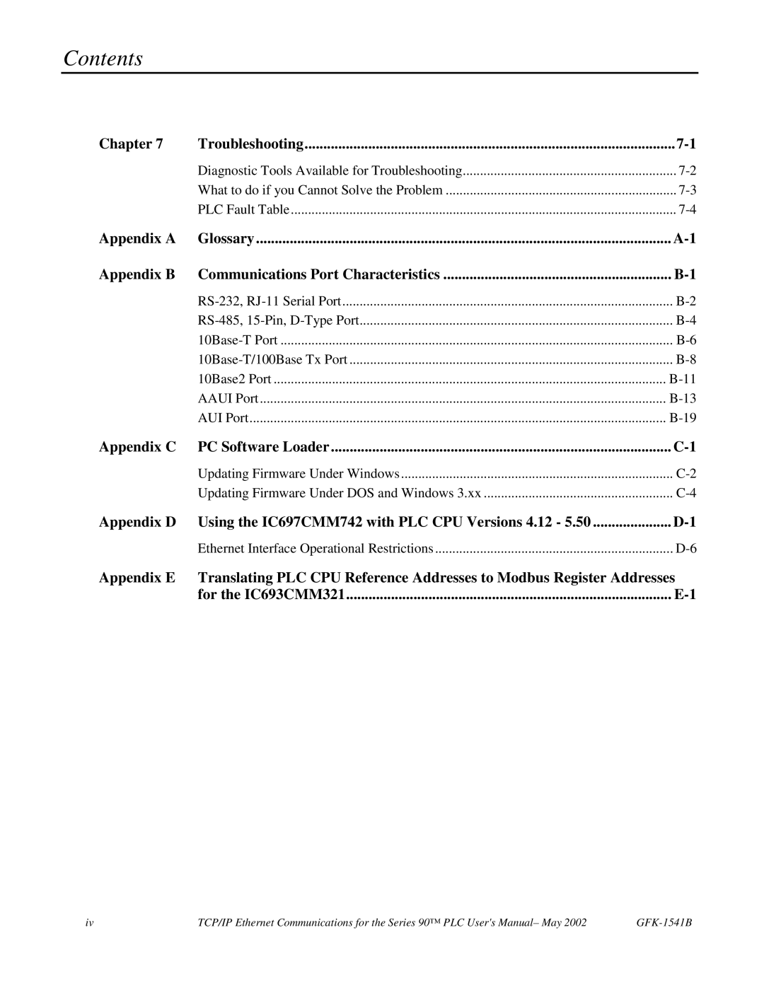 GE GFK-1541B manual Contents 