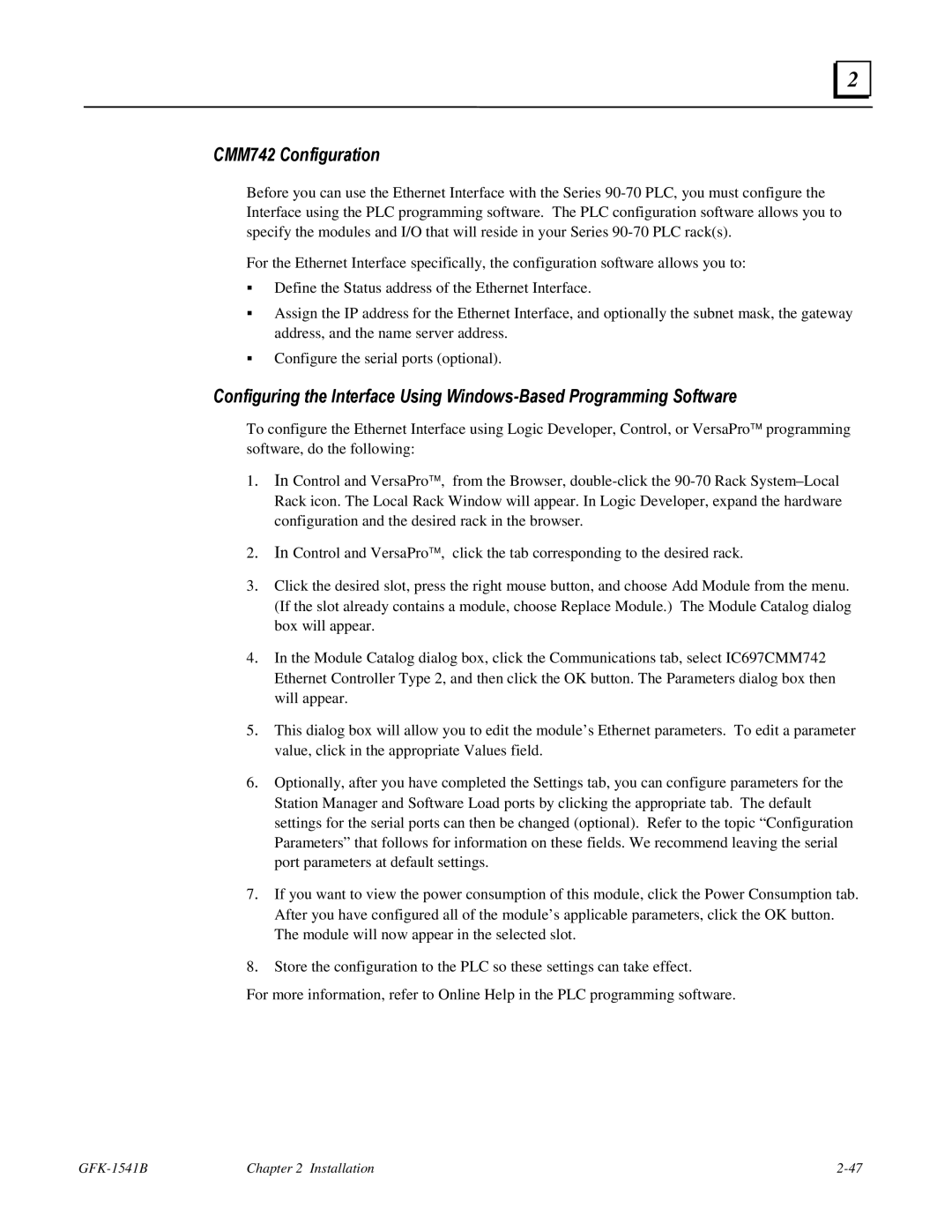 GE GFK-1541B manual CMM742 Configuration 