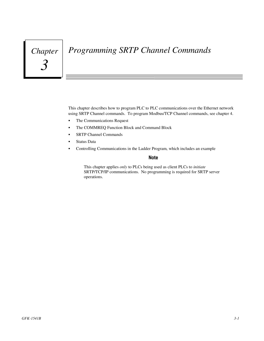 GE GFK-1541B manual Programming Srtp Channel Commands 