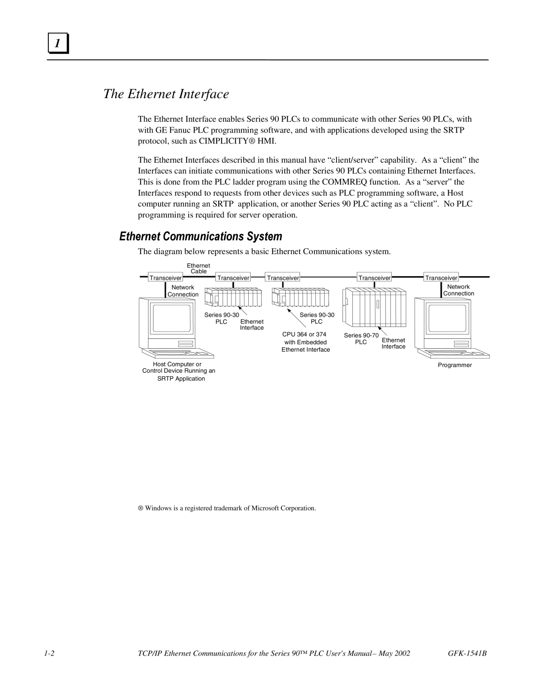 GE GFK-1541B manual Ethernet Interface, Ethernet Communications System 