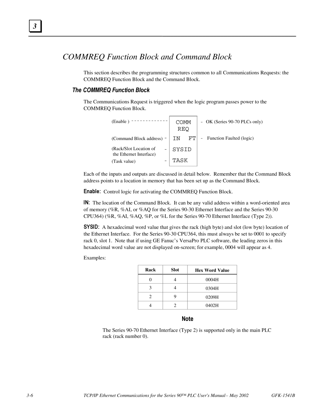 GE GFK-1541B manual Commreq Function Block and Command Block, Comm REQ Sysid Task 