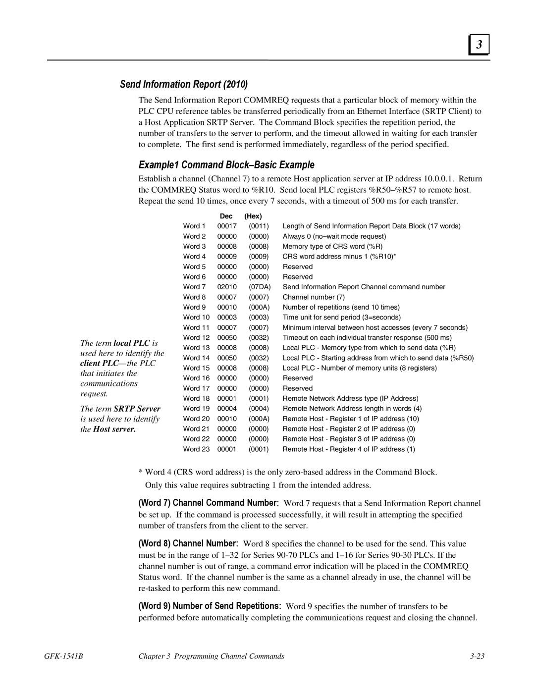 GE GFK-1541B manual Send Information Report, Example1 Command Block-Basic Example 