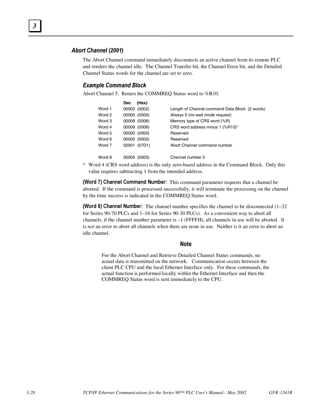 GE GFK-1541B manual Abort Channel, Example Command Block 