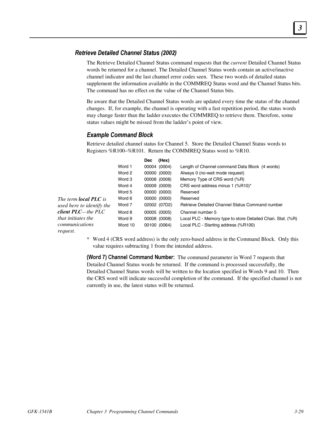 GE GFK-1541B manual Retrieve Detailed Channel Status 