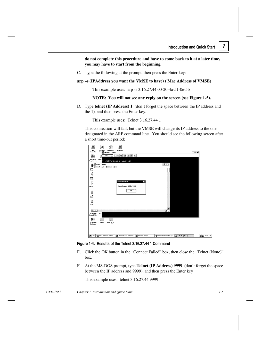 GE GFK-1852 user manual Results of the Telnet 3.16.27.44 1 Command 