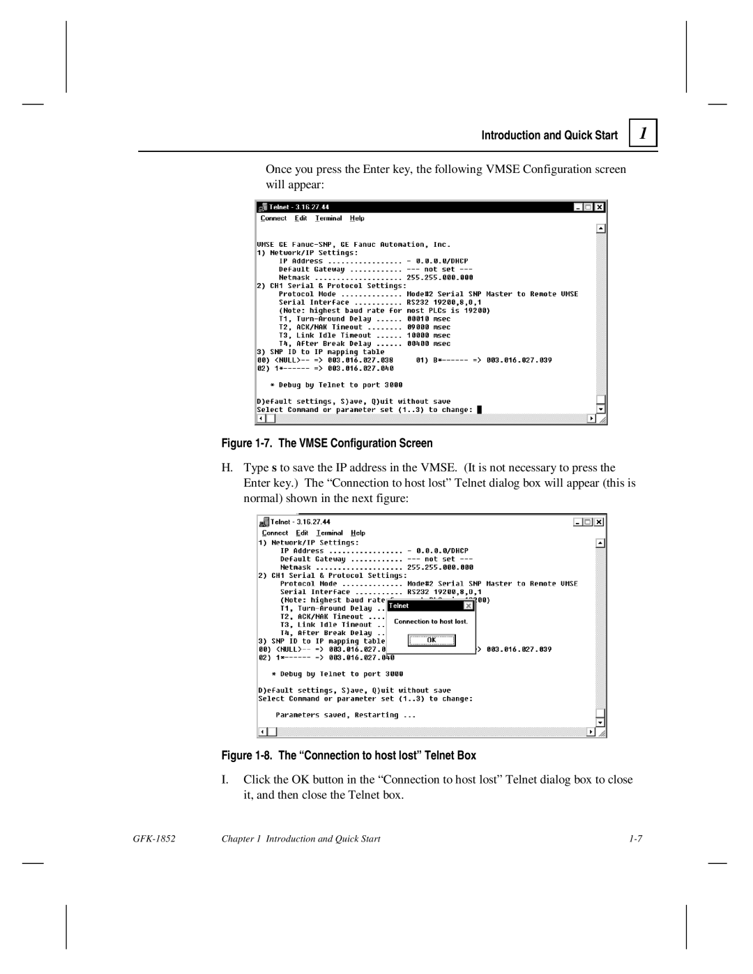 GE GFK-1852 user manual Vmse Configuration Screen 