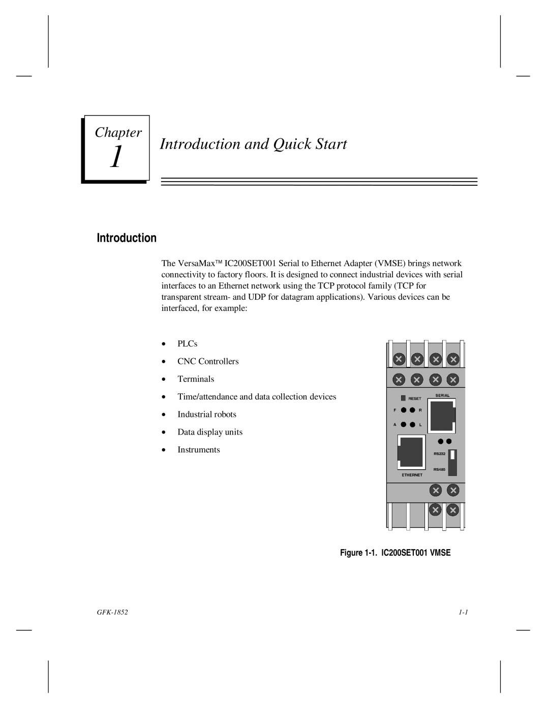 GE GFK-1852 user manual Introduction and Quick Start 