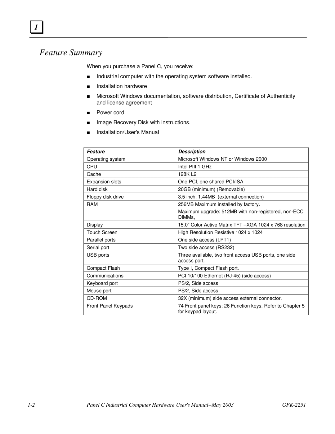 GE GFK-2251 manual Feature Summary, Feature Description 