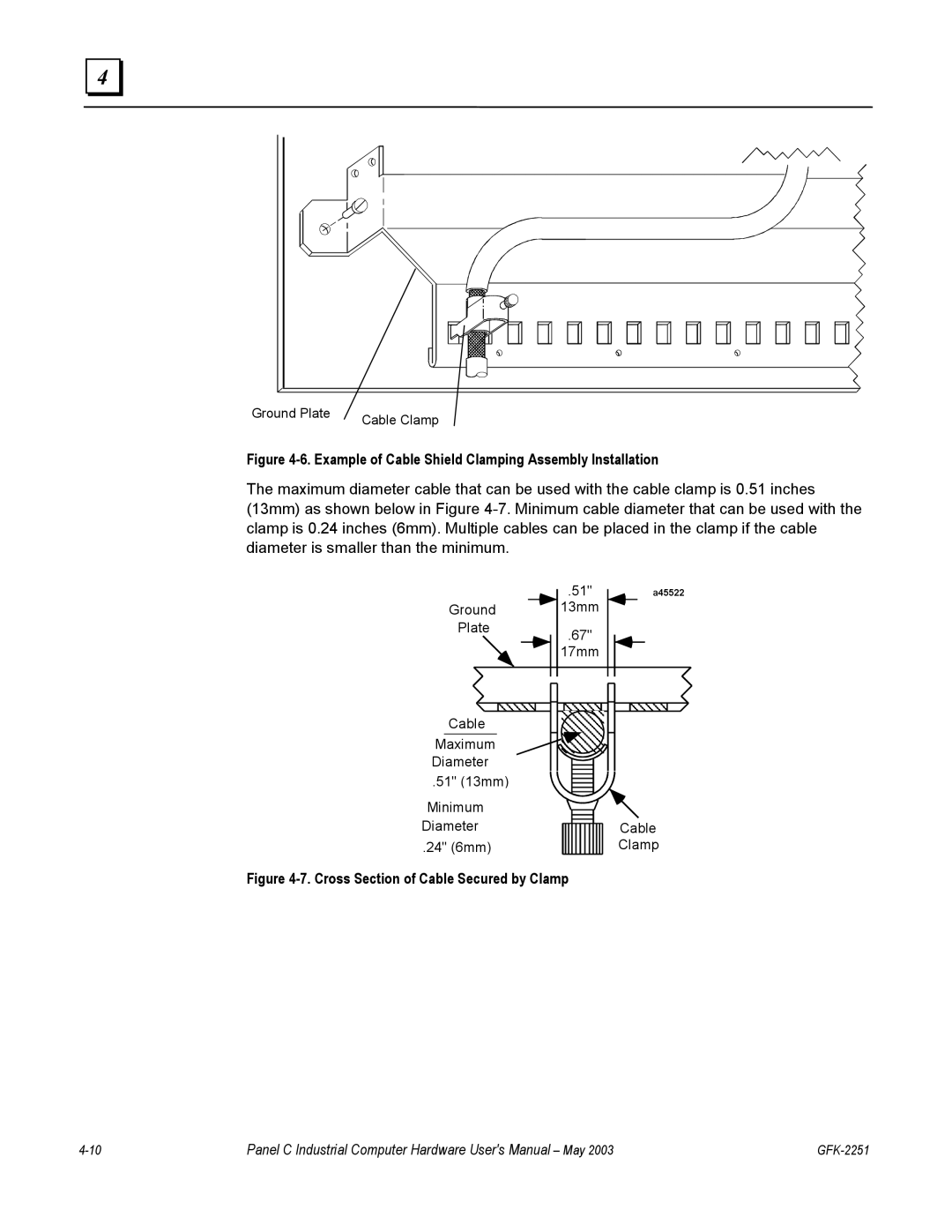 GE GFK-2251 manual Example of Cable Shield Clamping Assembly Installation 