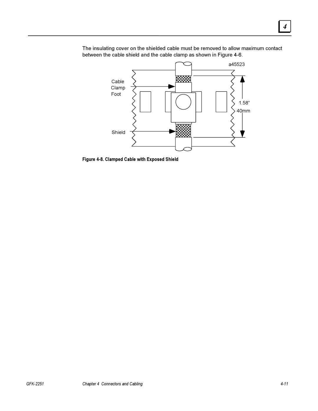 GE GFK-2251 manual Clamped Cable with Exposed Shield 