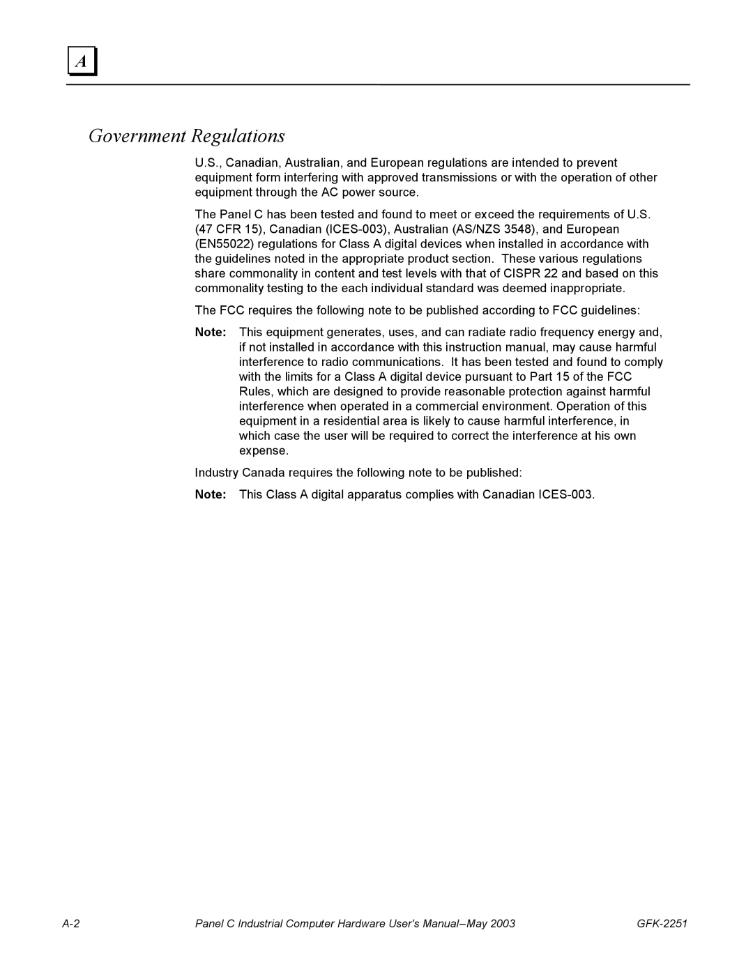 GE GFK-2251 manual Government Regulations 