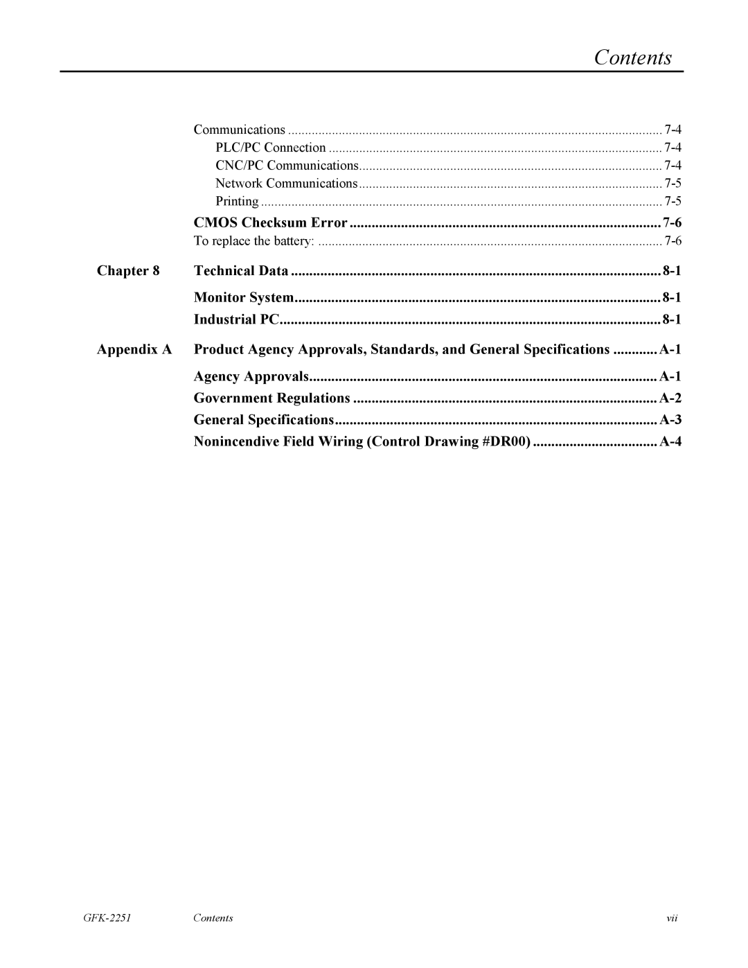 GE GFK-2251 manual Cmos Checksum Error 