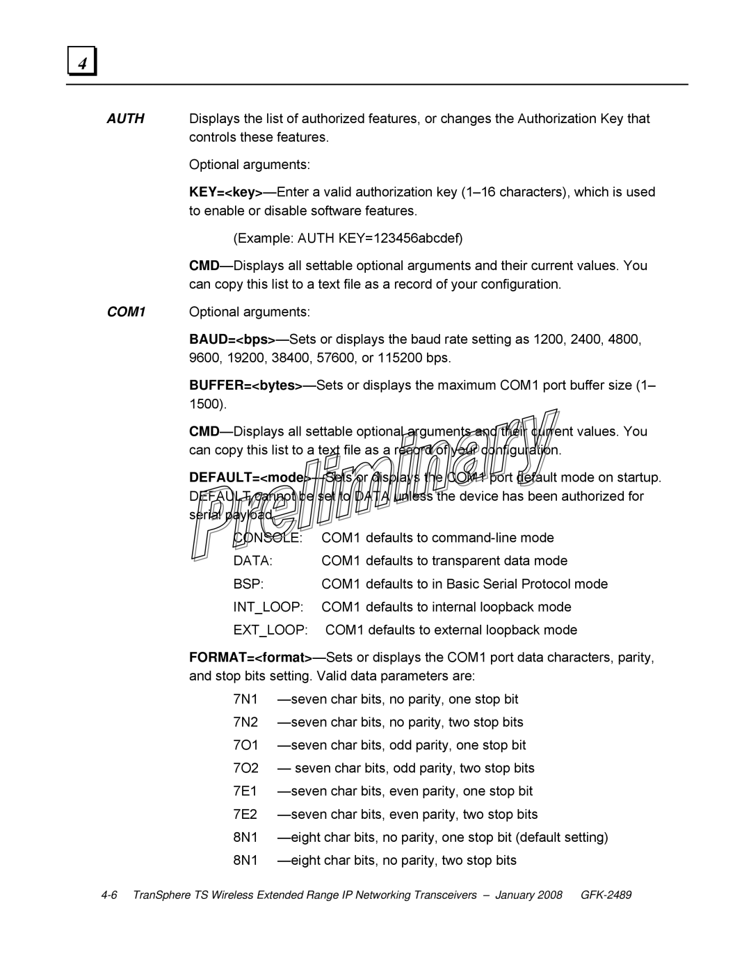 GE GFK-2489 user manual Data COM1 