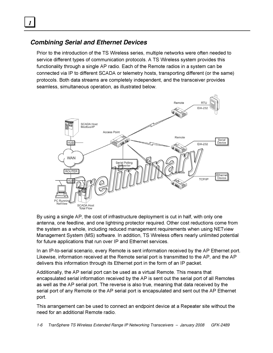 GE GFK-2489 user manual Combining Serial and Ethernet Devices 