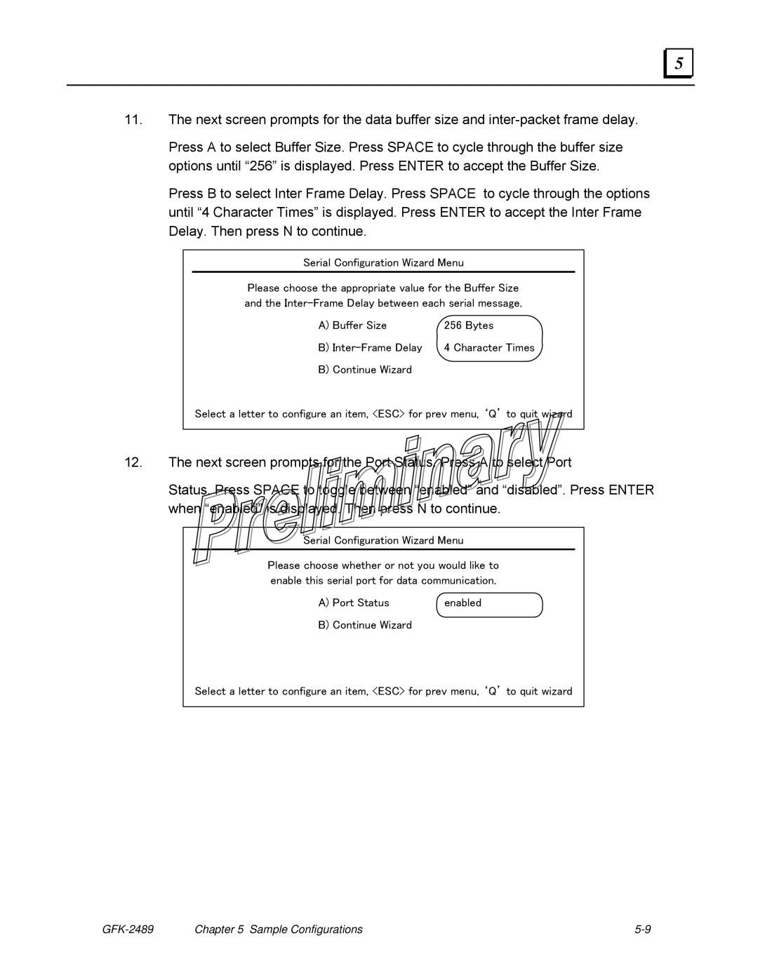 GE GFK-2489 user manual Buffer Size Bytes Inter-Frame Delay 