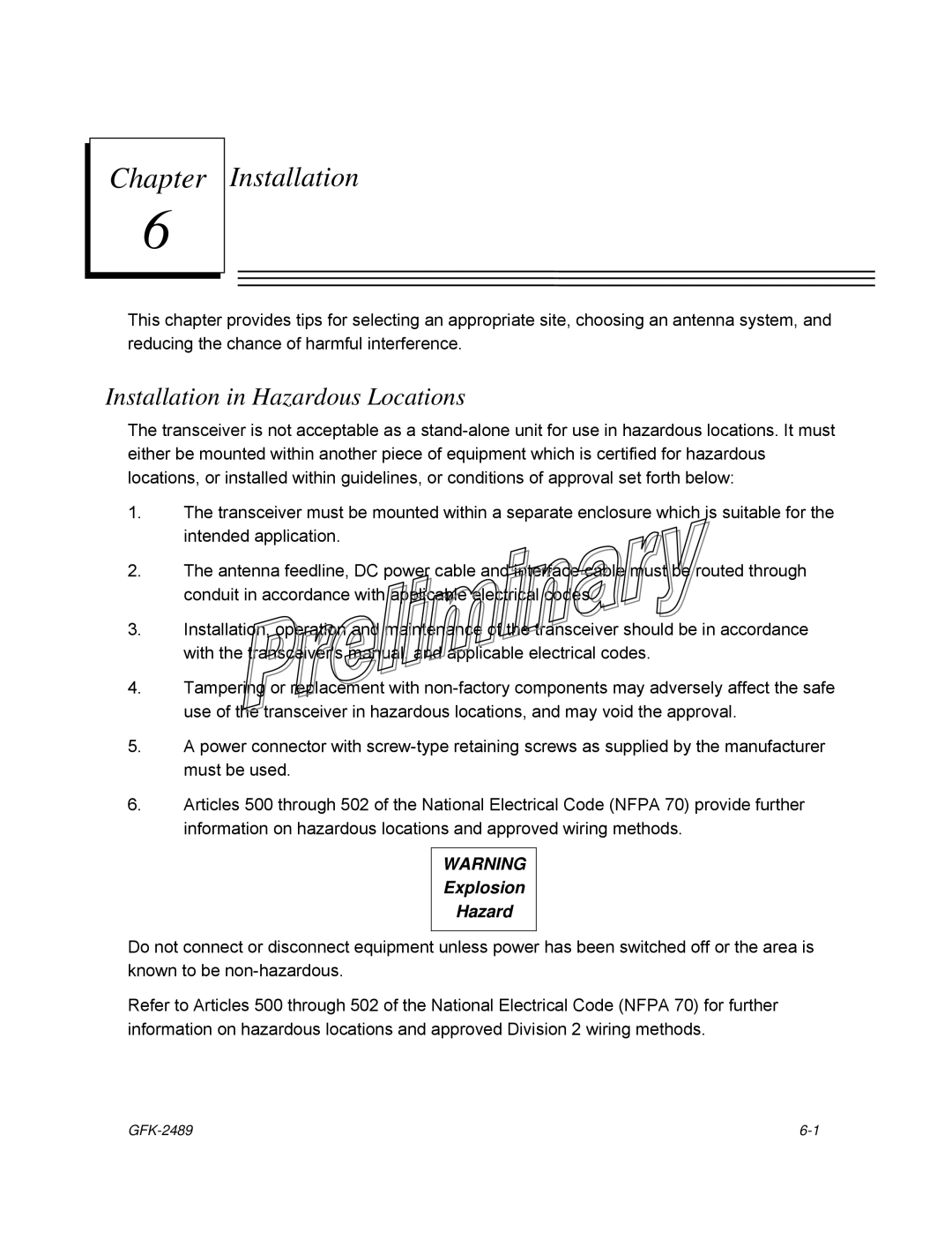 GE GFK-2489 user manual Installation in Hazardous Locations 