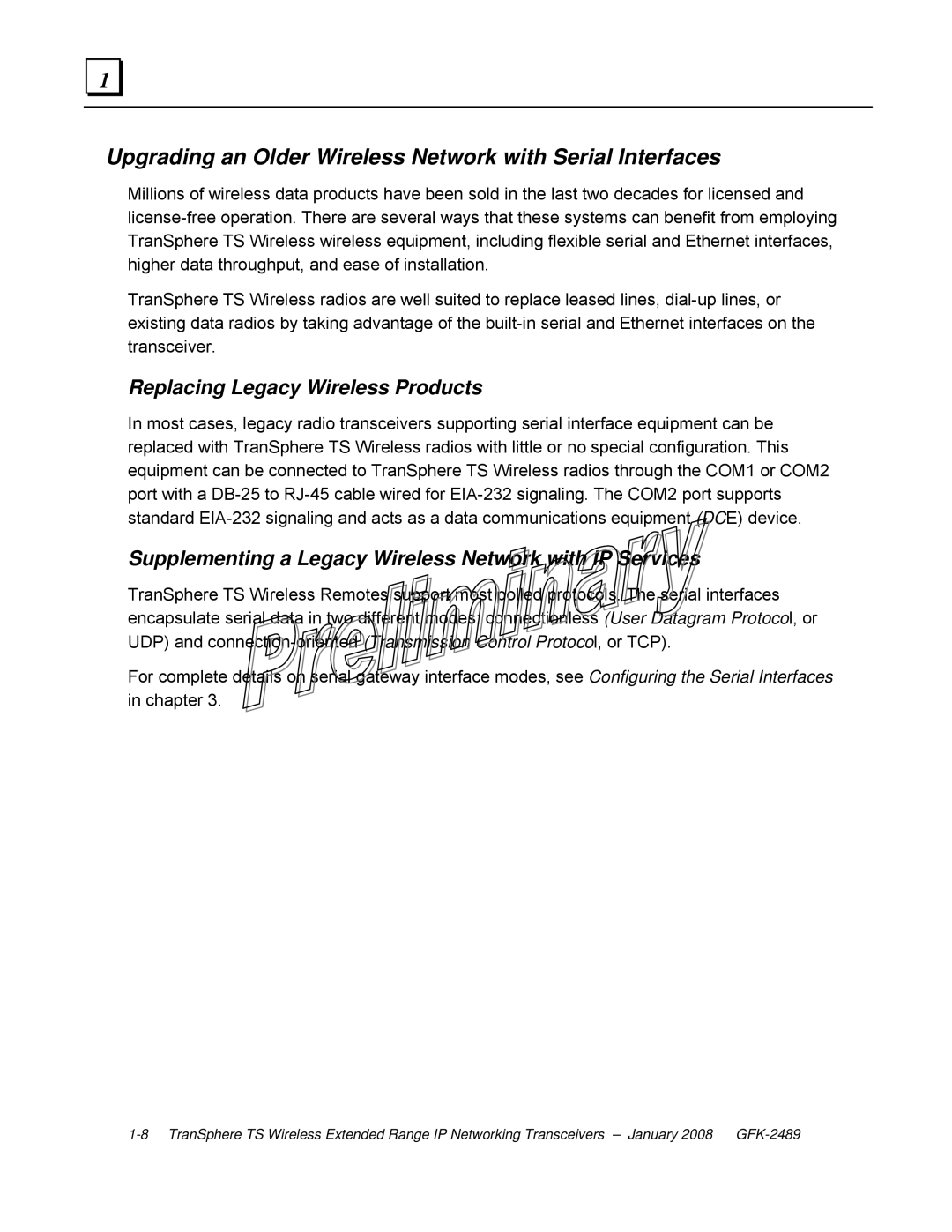 GE GFK-2489 user manual Upgrading an Older Wireless Network with Serial Interfaces, Replacing Legacy Wireless Products 