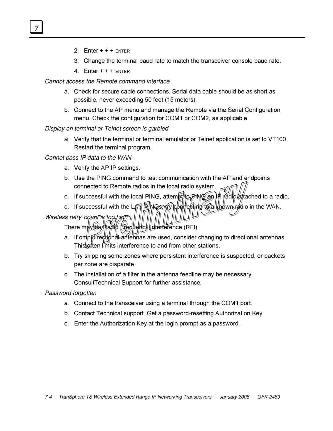 GE GFK-2489 user manual Cannot access the Remote command interface 