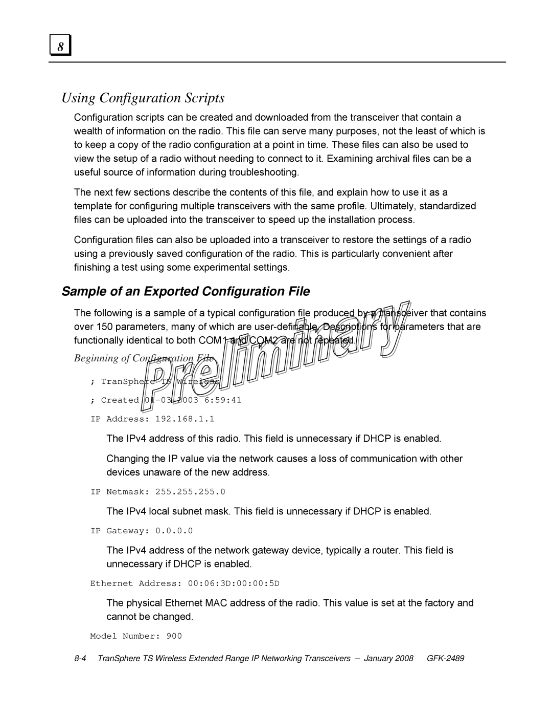 GE GFK-2489 user manual Using Configuration Scripts, Sample of an Exported Configuration File 