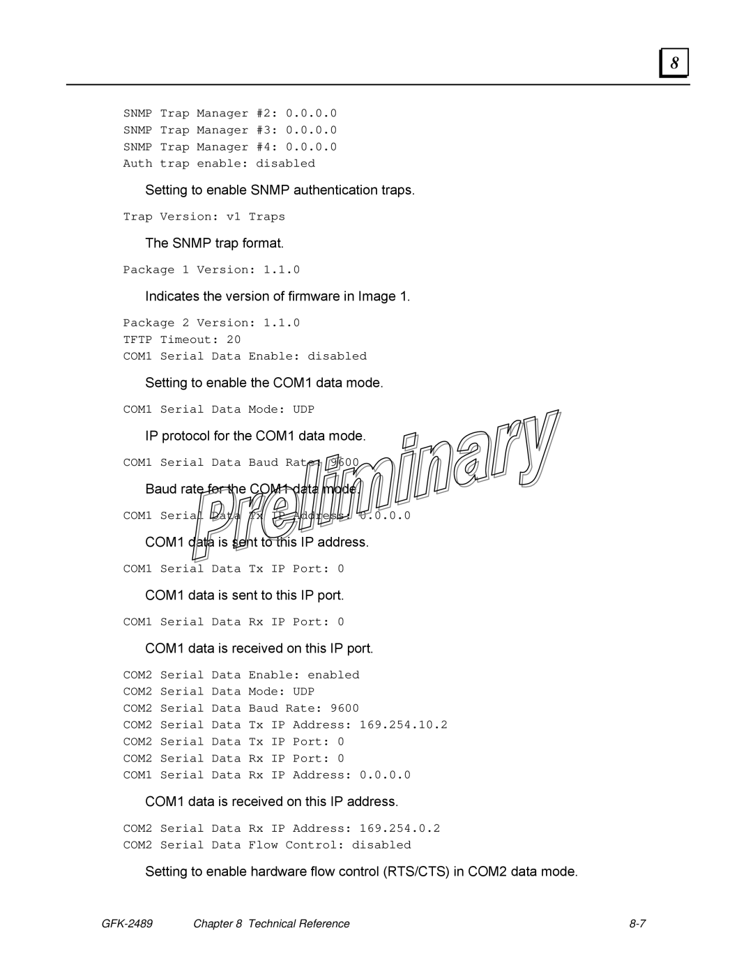 GE GFK-2489 user manual Setting to enable Snmp authentication traps 