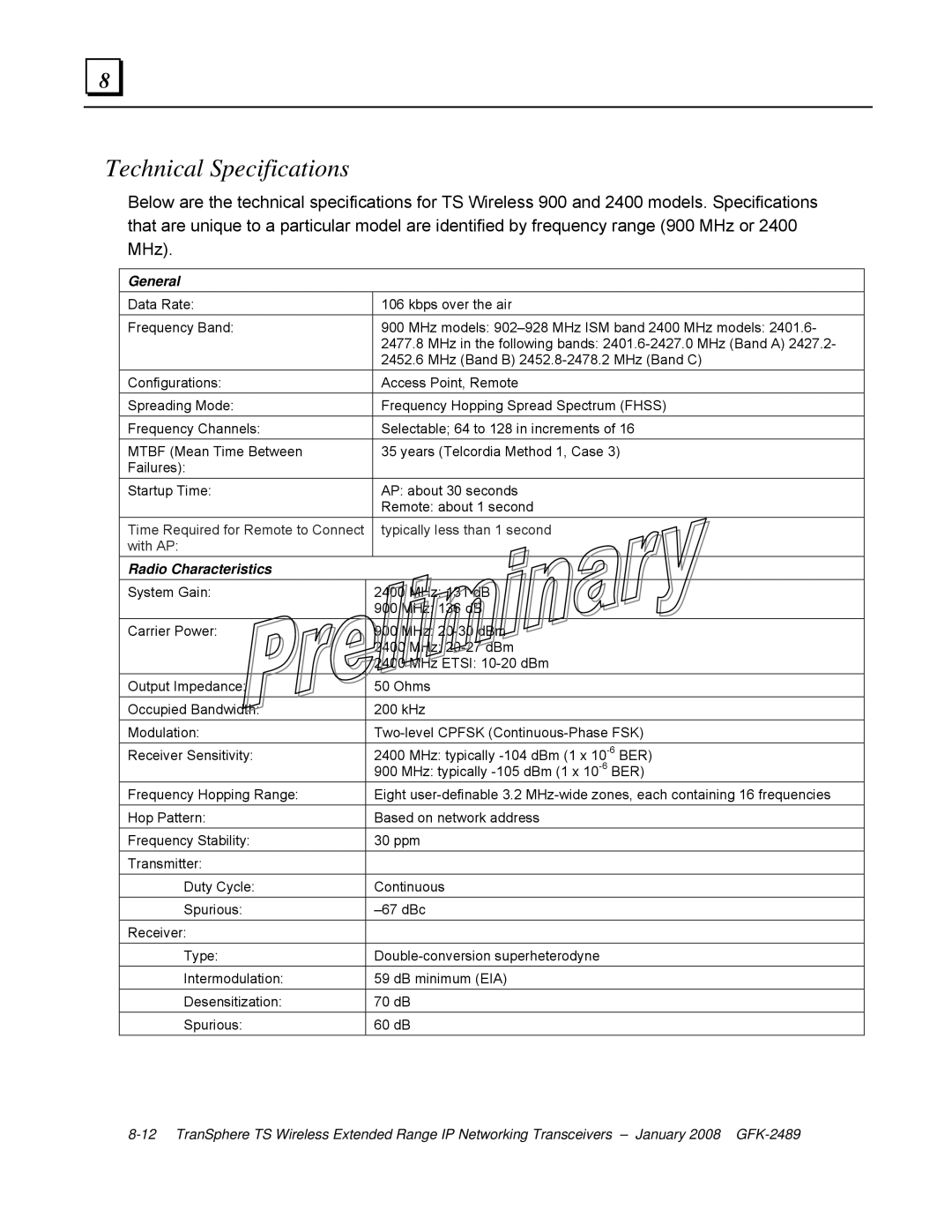 GE GFK-2489 user manual Technical Specifications, General 