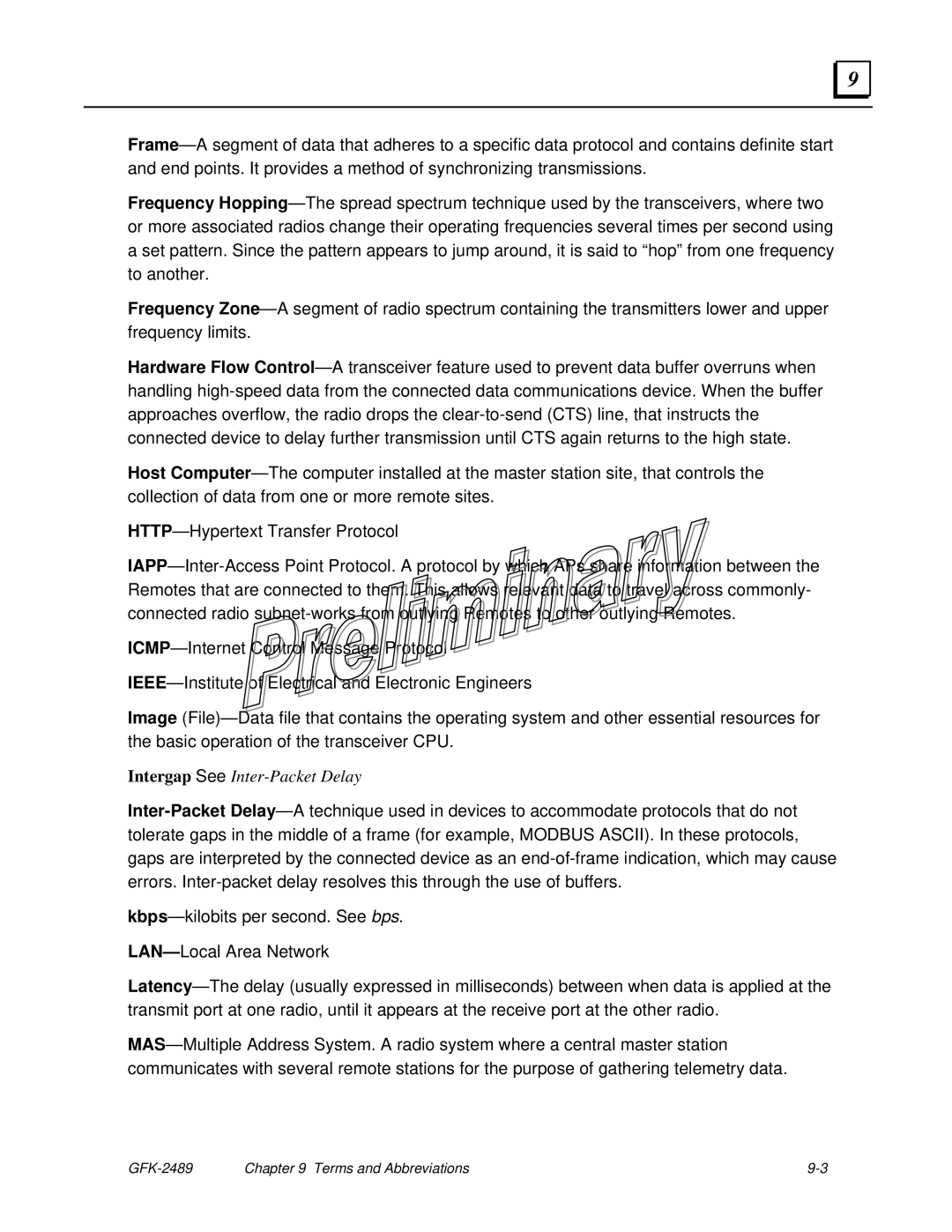 GE GFK-2489 user manual Intergap See Inter-Packet Delay 