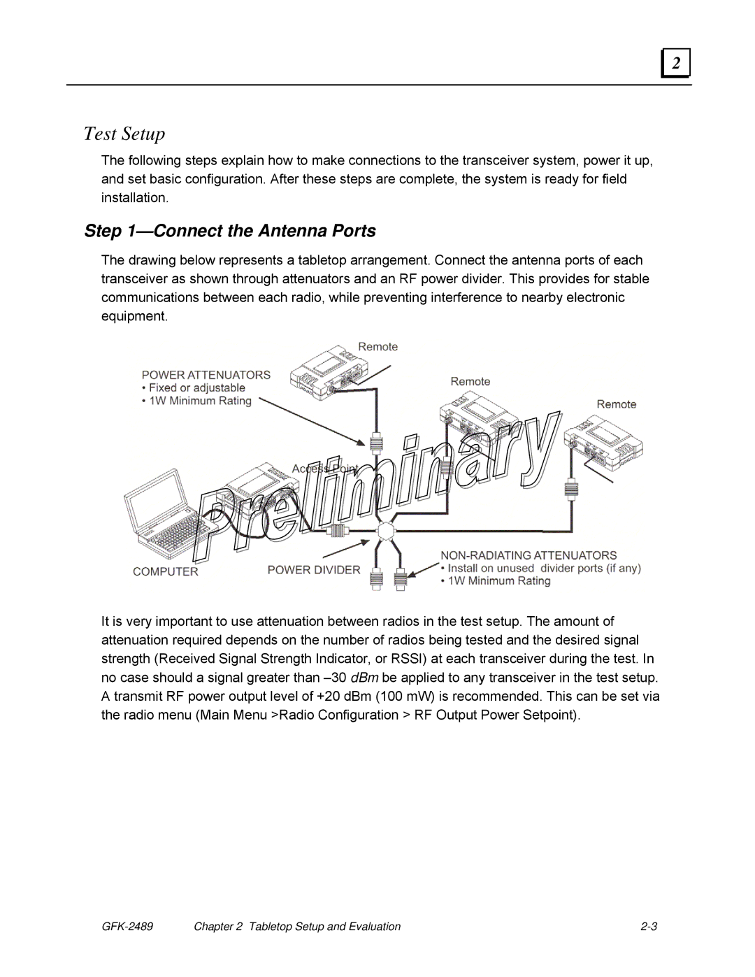 GE GFK-2489 user manual Test Setup, Connect the Antenna Ports 