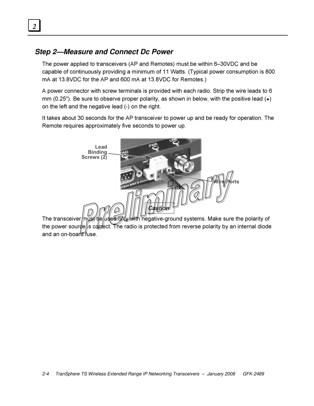 GE GFK-2489 user manual Measure and Connect Dc Power 