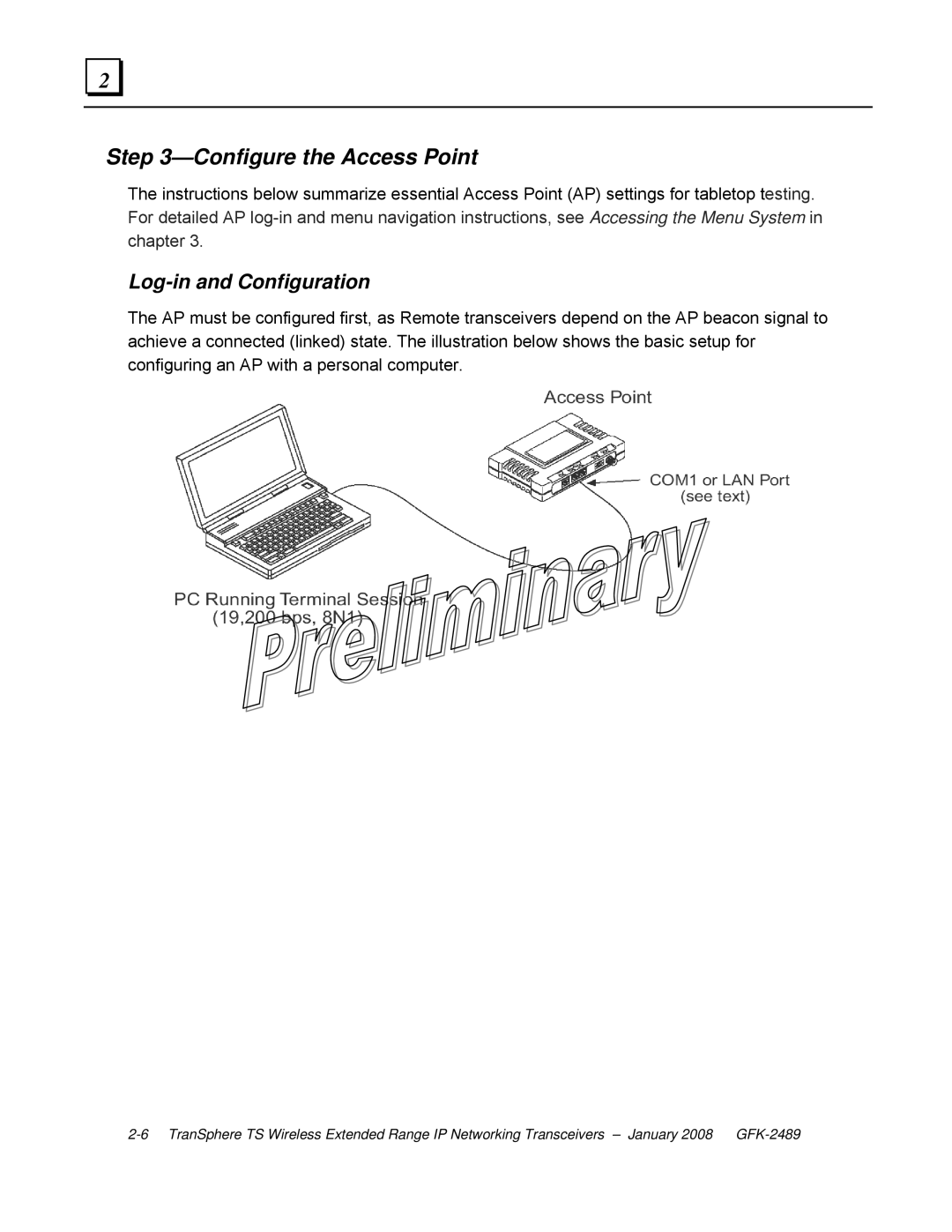 GE GFK-2489 user manual Configure the Access Point, Log-in and Configuration 