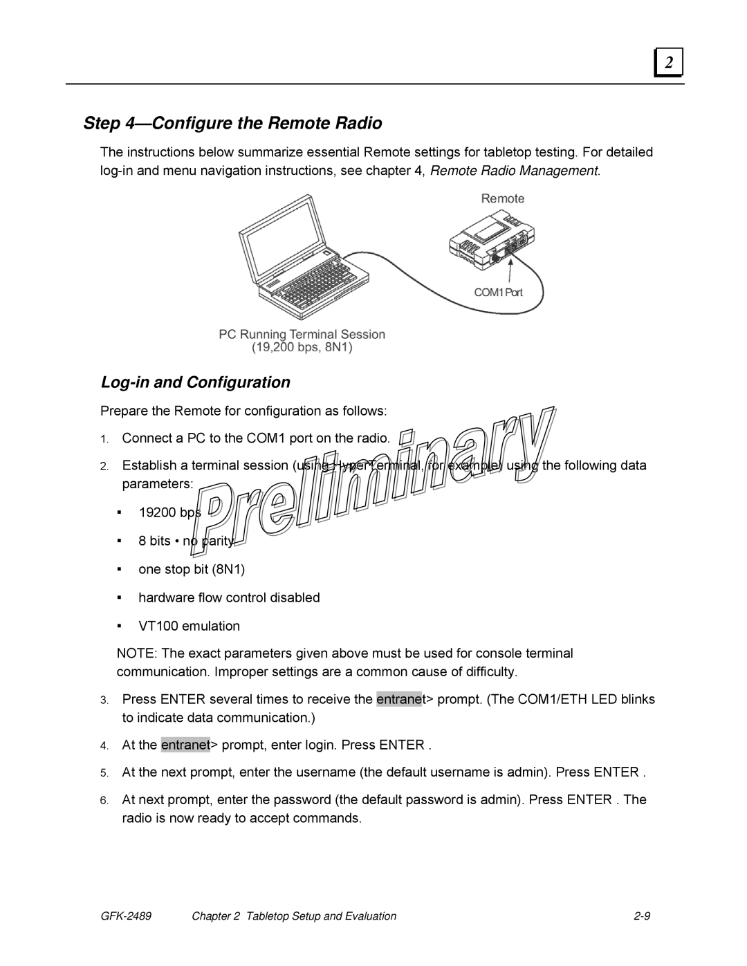 GE GFK-2489 user manual Configure the Remote Radio, Log-in and Configuration 