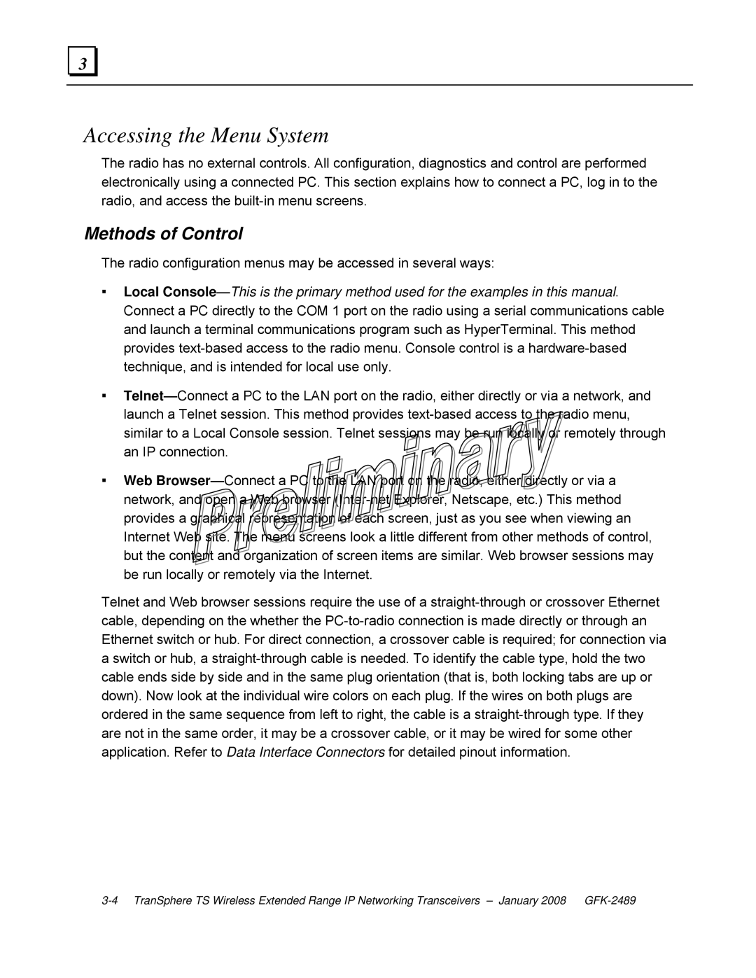 GE GFK-2489 user manual Accessing the Menu System, Methods of Control 