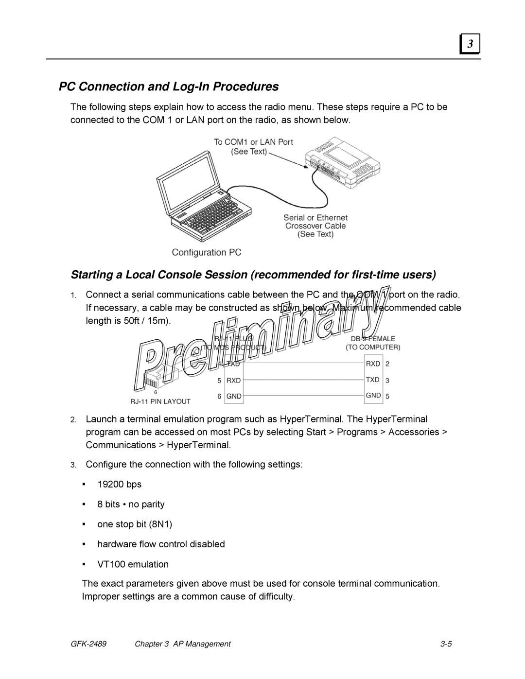 GE GFK-2489 user manual PC Connection and Log-In Procedures 