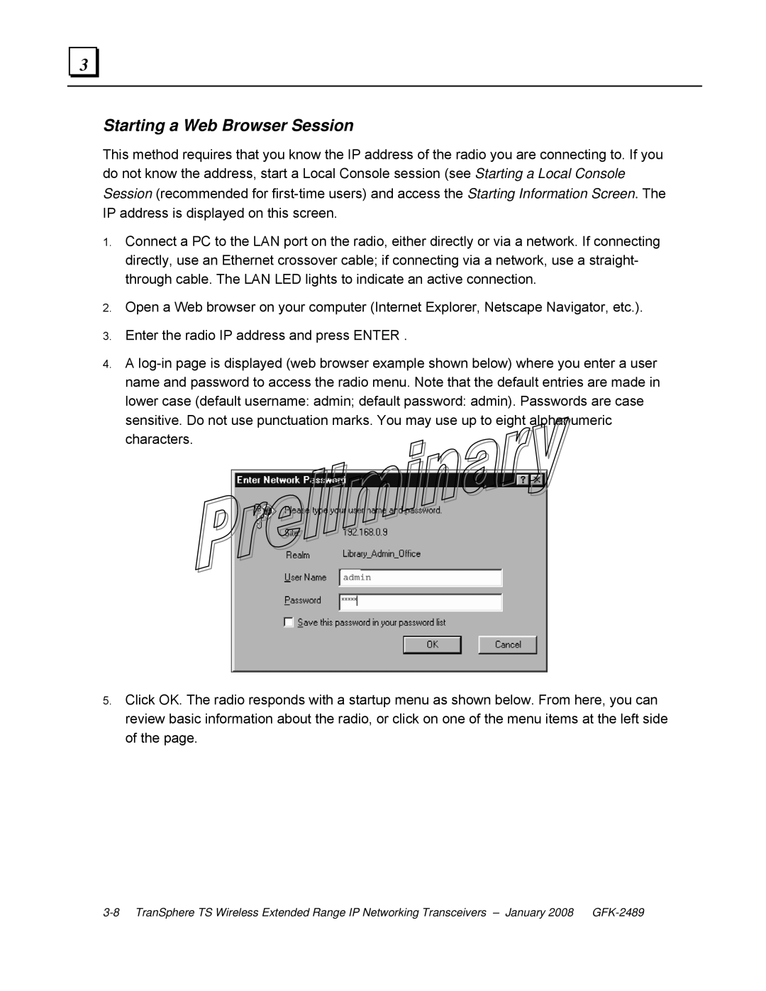 GE GFK-2489 user manual Starting a Web Browser Session 