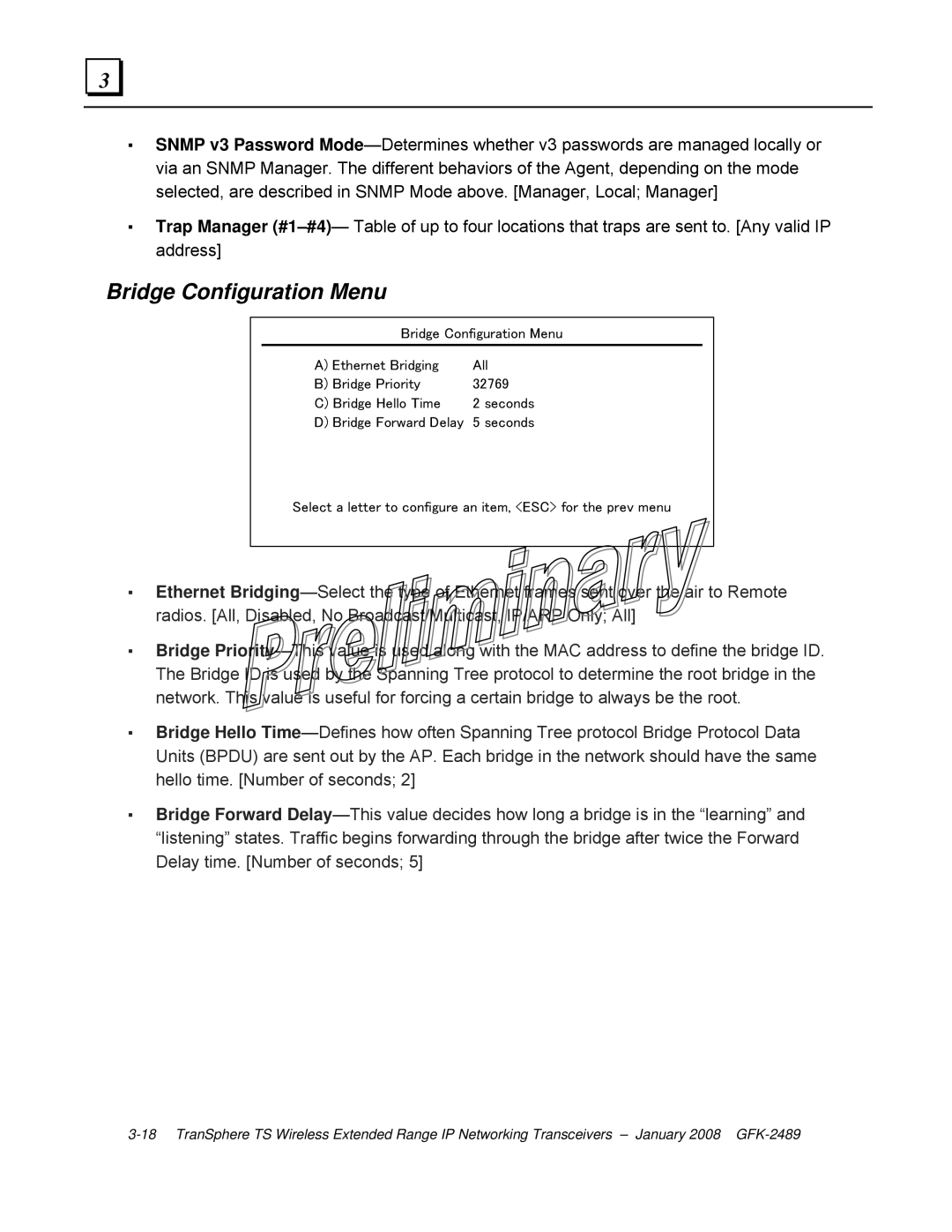 GE GFK-2489 user manual Bridge Configuration Menu 