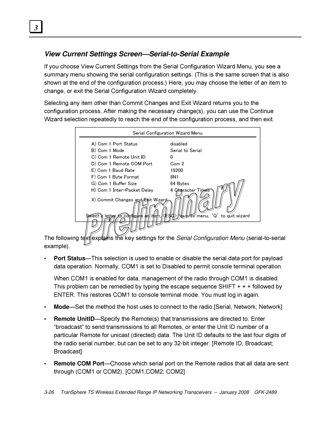 GE GFK-2489 user manual View Current Settings Screen-Serial-to-Serial Example 