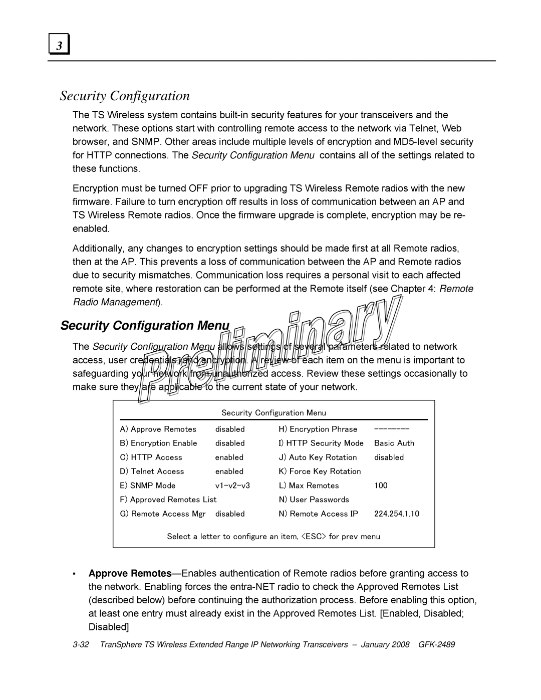 GE GFK-2489 user manual Security Configuration Menu 