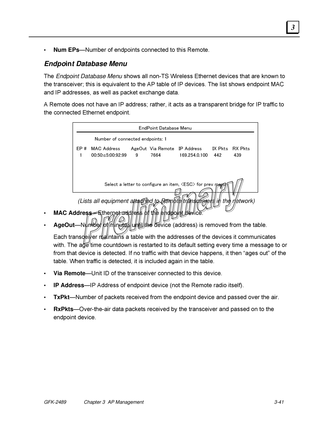 GE GFK-2489 user manual Endpoint Database Menu 