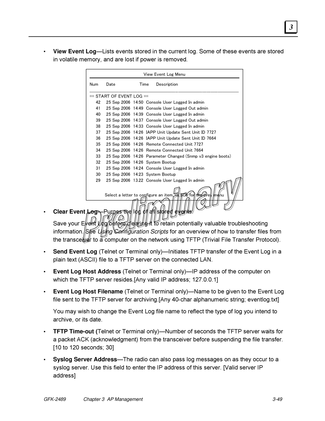 GE GFK-2489 user manual == Start of Event LOG == 