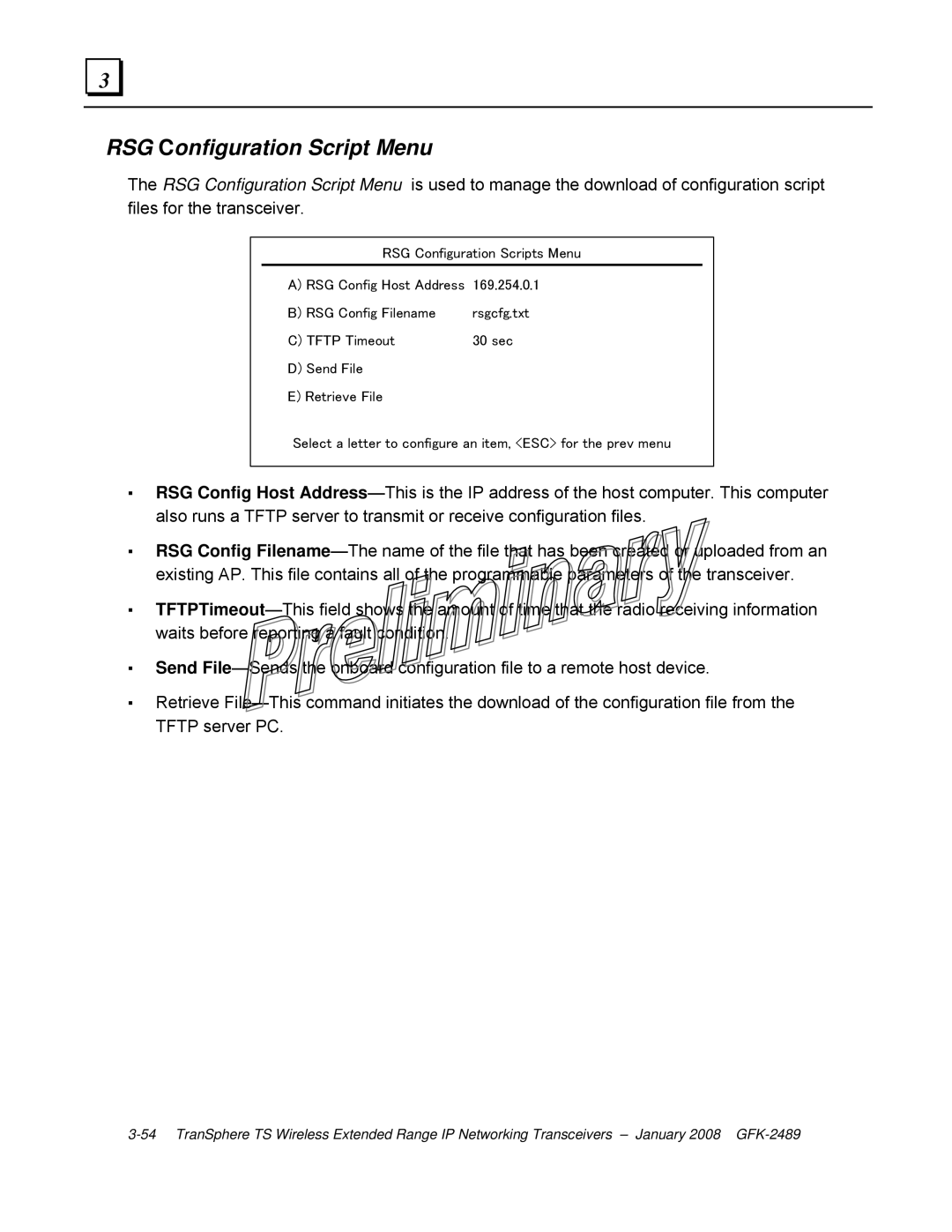 GE GFK-2489 user manual RSG Configuration Script Menu 