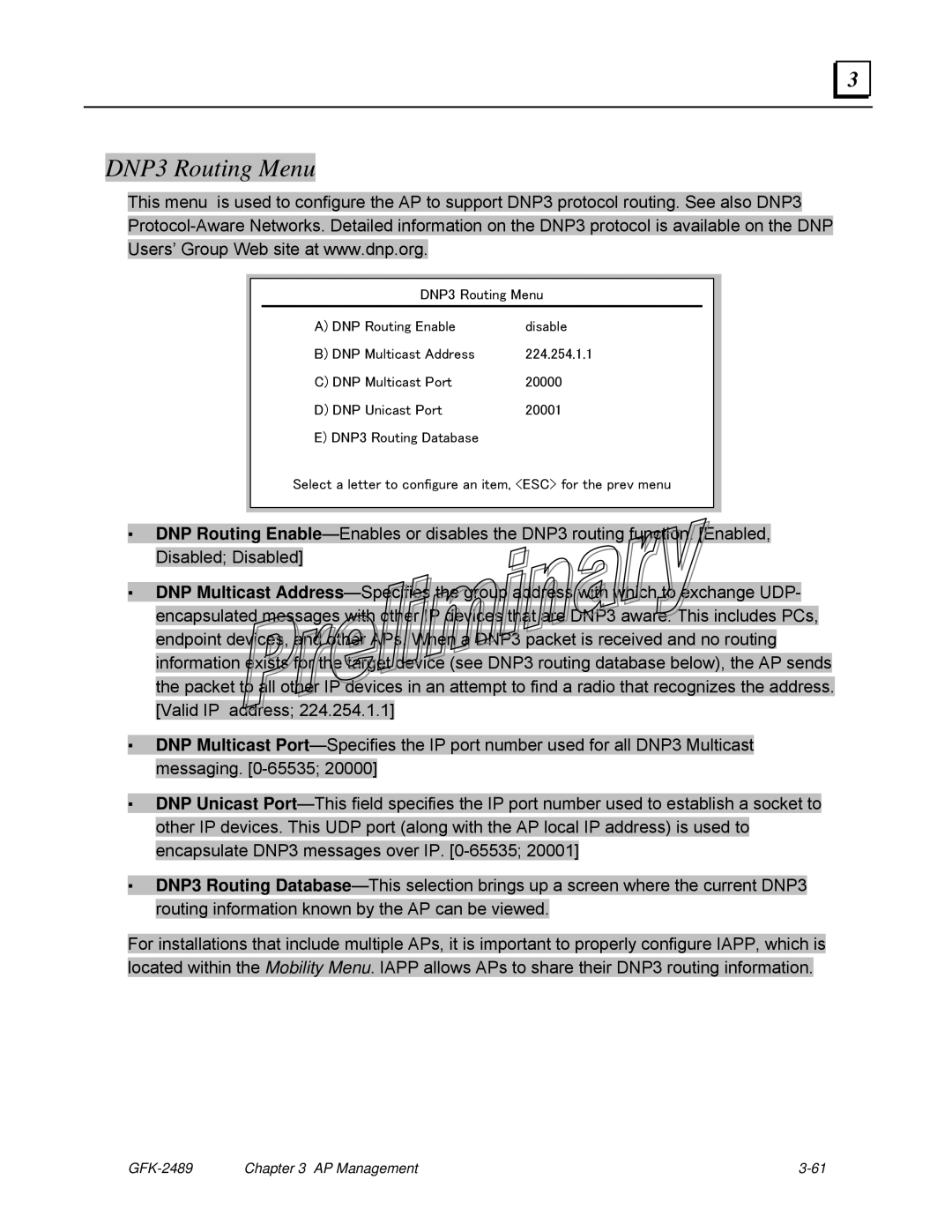 GE GFK-2489 user manual DNP3 Routing Menu 