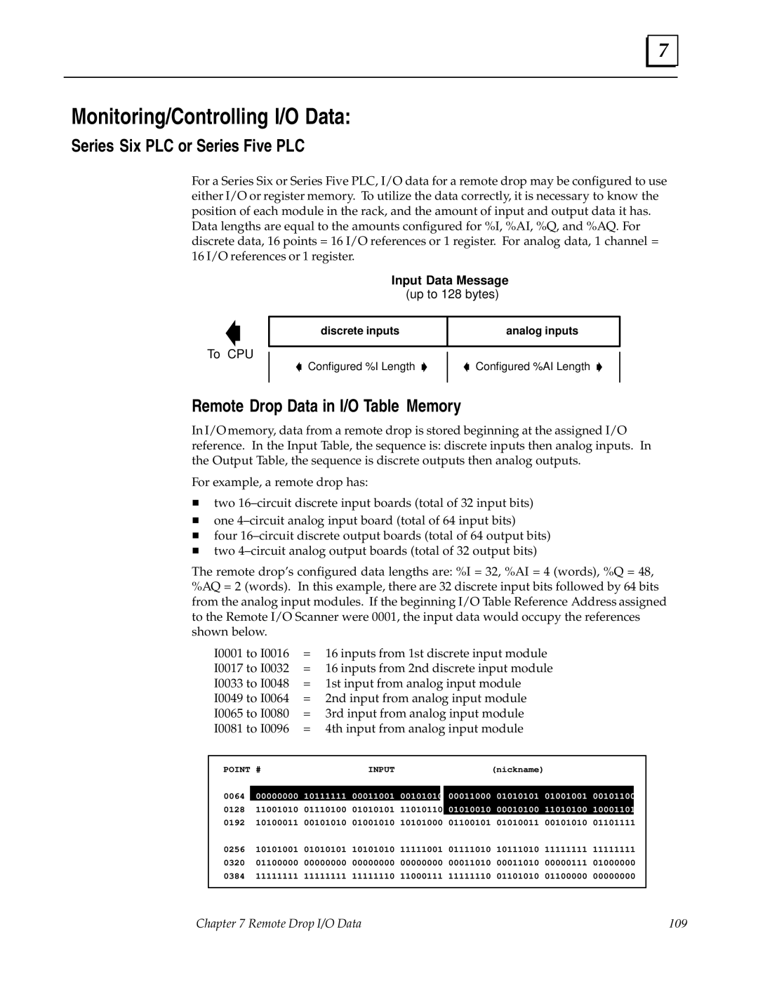 GE GFK0579B user manual Series Six PLC or Series Five PLC, Remote Drop Data in I/O Table Memory 