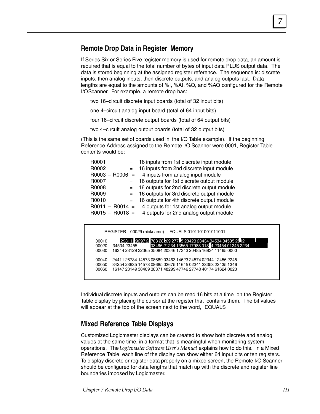 GE GFK0579B user manual Remote Drop Data in Register Memory, Mixed Reference Table Displays 