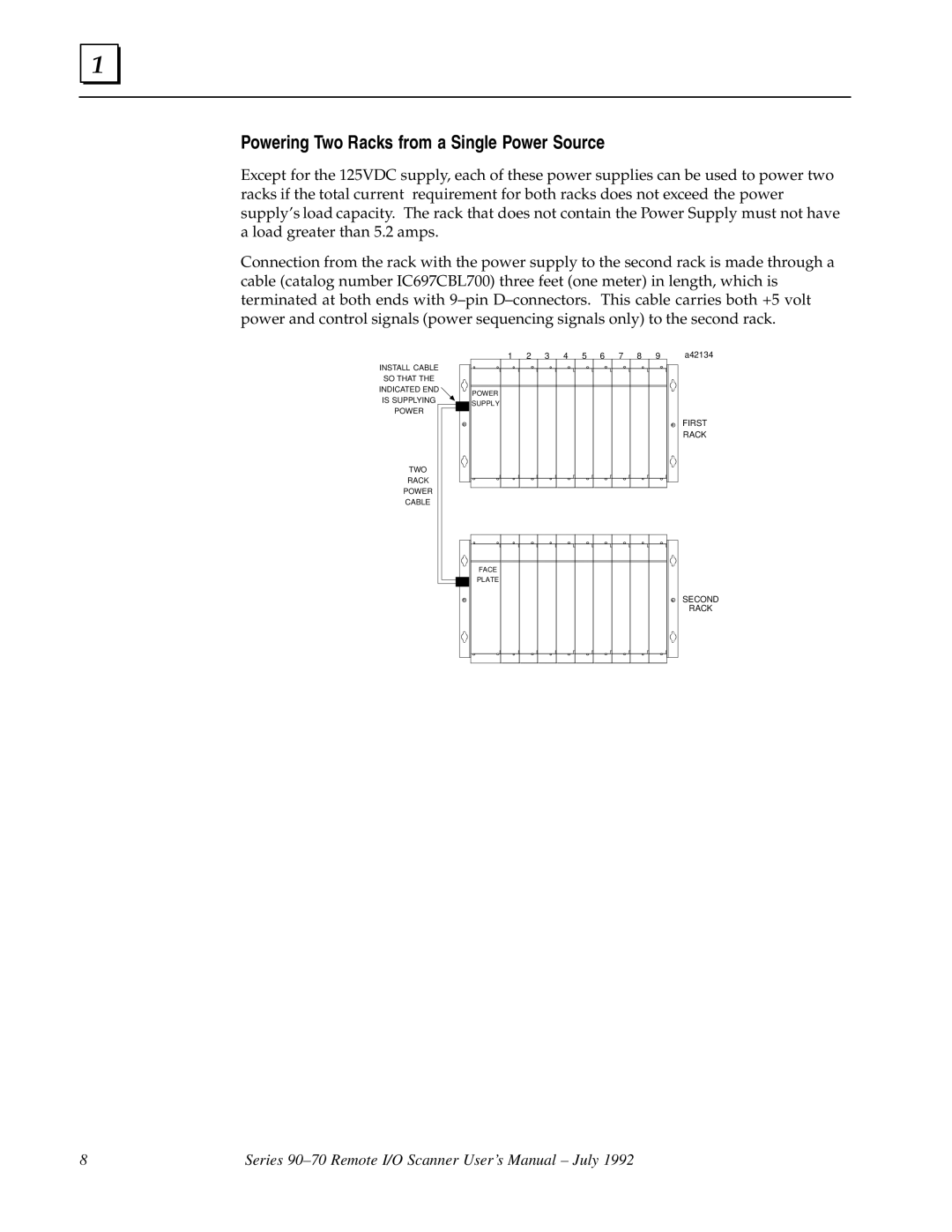 GE GFK0579B user manual Powering Two Racks from a Single Power Source 