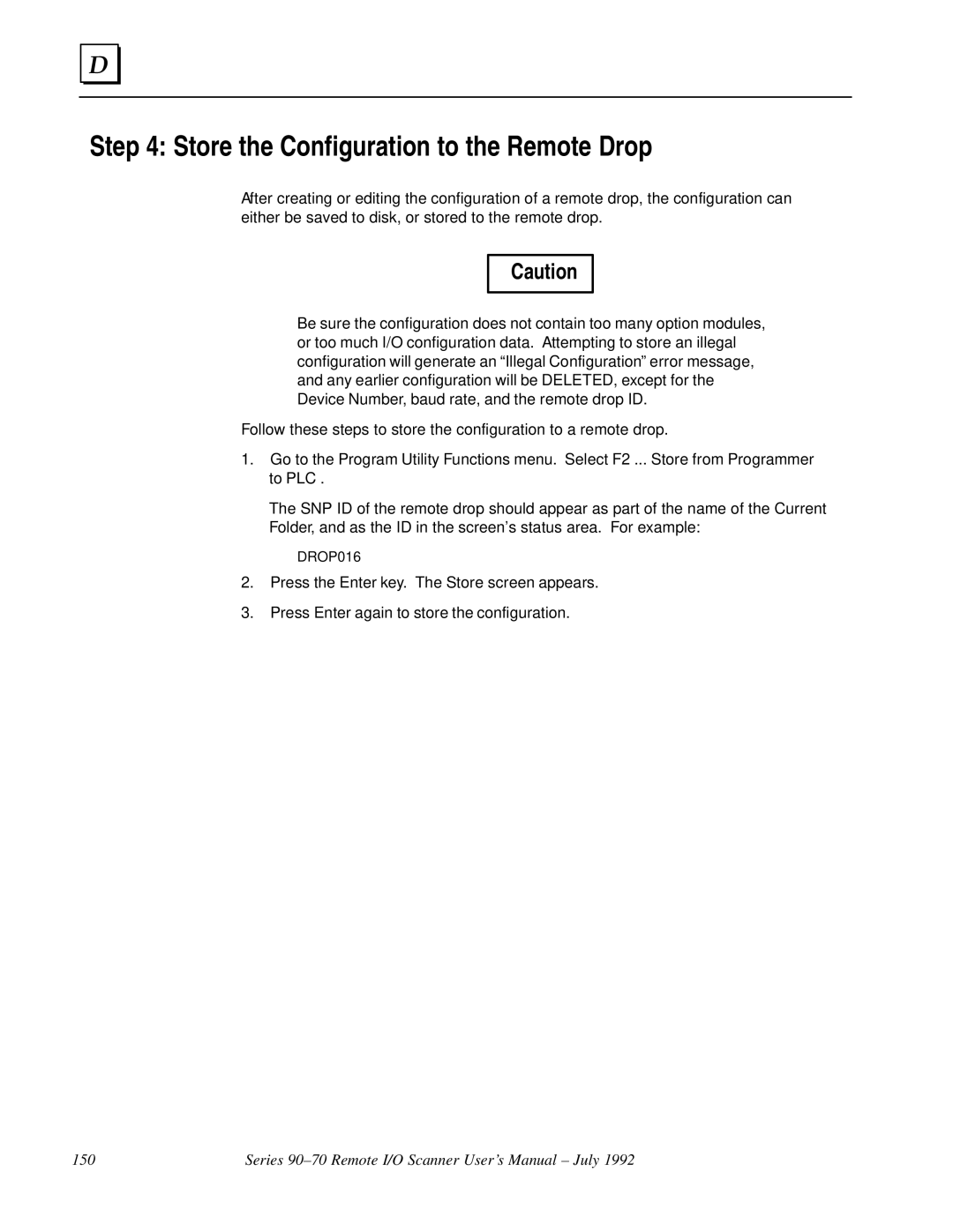 GE GFK0579B user manual Store the Configuration to the Remote Drop 