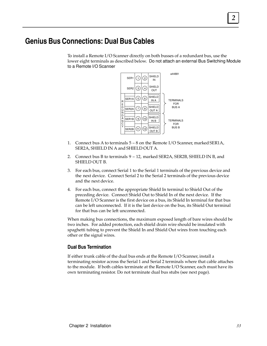 GE GFK0579B user manual Genius Bus Connections Dual Bus Cables, Dual Bus Termination 